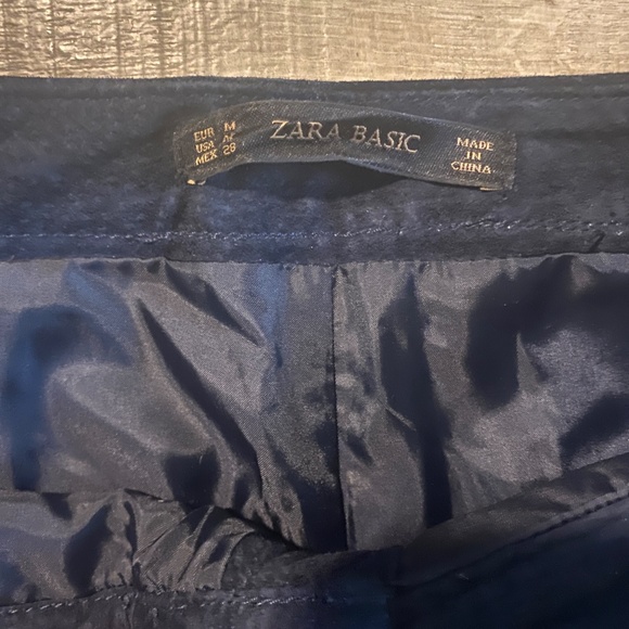 ZARA Navy Blue Wide-Leg Suede Culottes with Pockets Size Medium - Picture 8 of 16